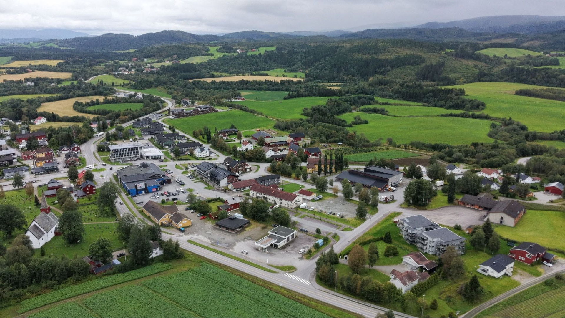 Luftfoto av Overhalla
